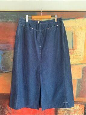 Bleu de Sym, Vintage “Linen Look” Woven 100% Cotton Maxi Skirt, Sz EU 44